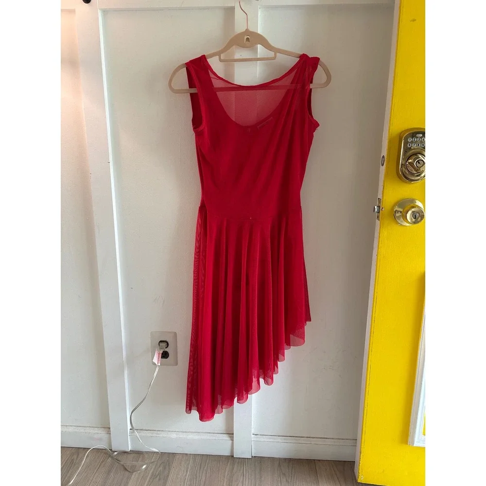 Curtain Call‎ Perform Red Dance Dress Asymmetrical Hem Sleeveless